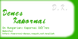 denes kapornai business card